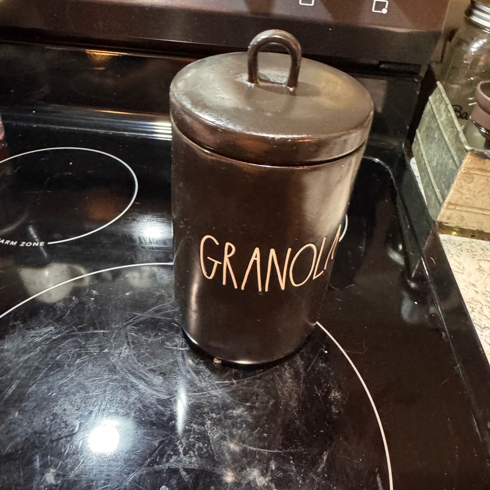 Rae Dunn Black Granola Storage Canister